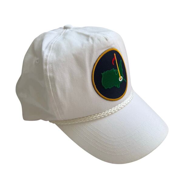 White Golf Rope Snapback Hat Masters Inspired Preppy Golfcore Dad Hat US Map OS - Picture 2 of 5